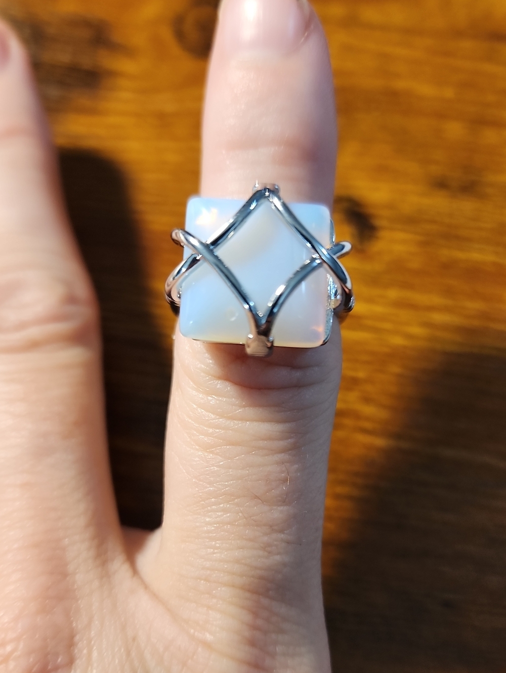Women's Dreamy Moonstone Ring Elegant Vintage Jewelry Gift, Creative Criss-Cross